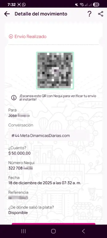 Comprobante de pago a un ganador
