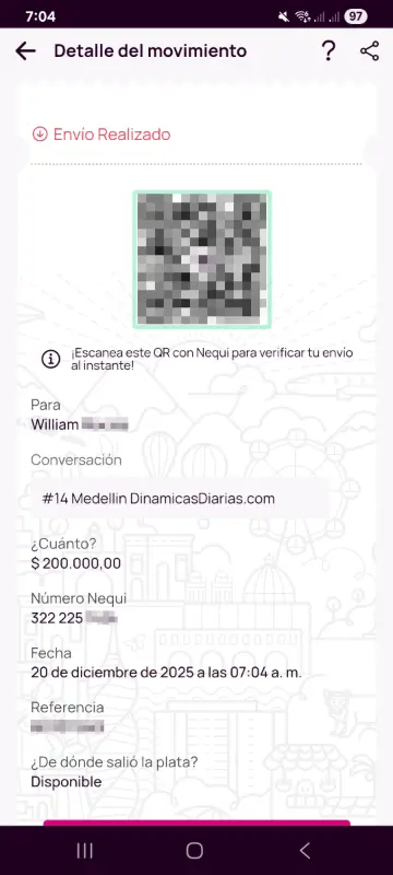 Comprobante de pago a un ganador