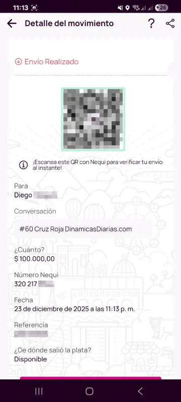 Comprobante de pago a un ganador