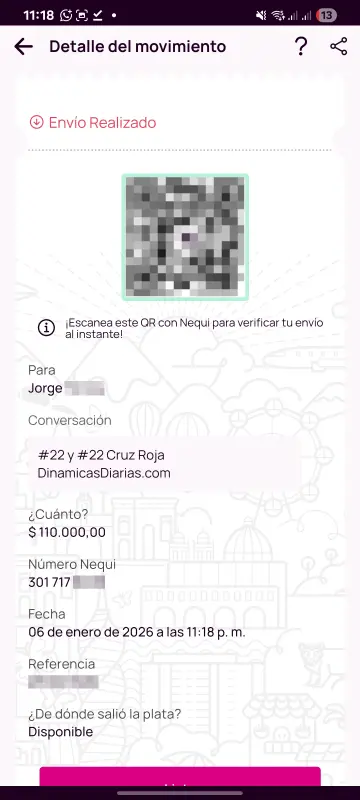 Comprobante de pago a un ganador