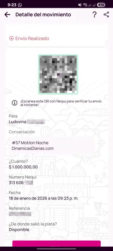 Comprobante de pago a un ganador