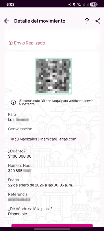 Comprobante de pago a un ganador