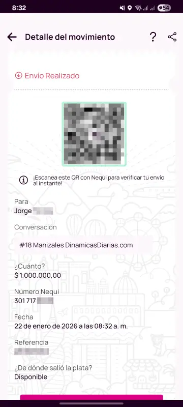 Comprobante de pago a un ganador