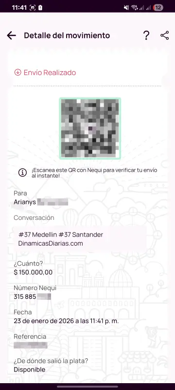 Comprobante de pago a un ganador