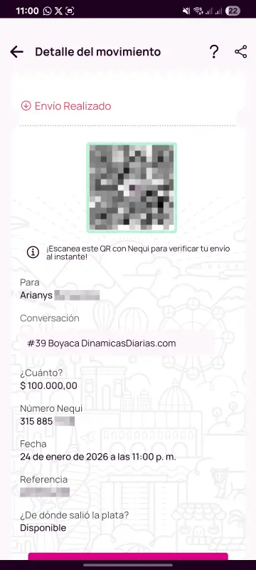 Comprobante de pago a un ganador