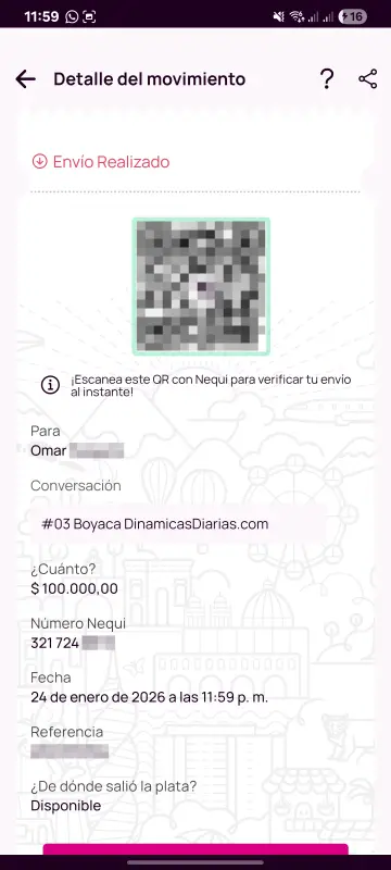 Comprobante de pago a un ganador