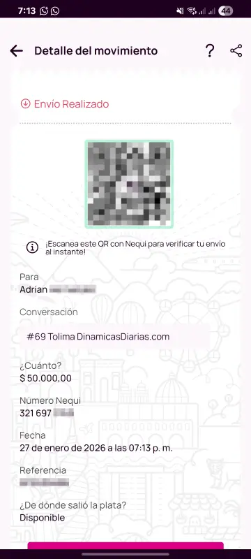 Comprobante de pago a un ganador