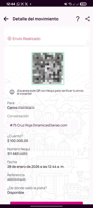 Comprobante de pago a un ganador