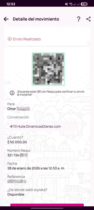 Comprobante de pago a un ganador