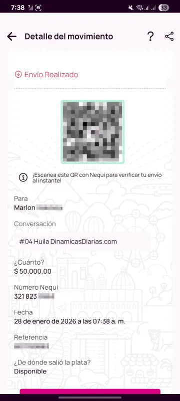 Comprobante de pago a un ganador