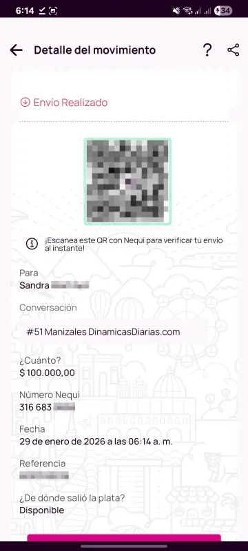 Comprobante de pago a un ganador