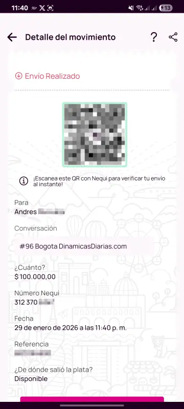 Comprobante de pago a un ganador