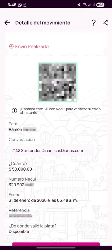 Comprobante de pago a un ganador