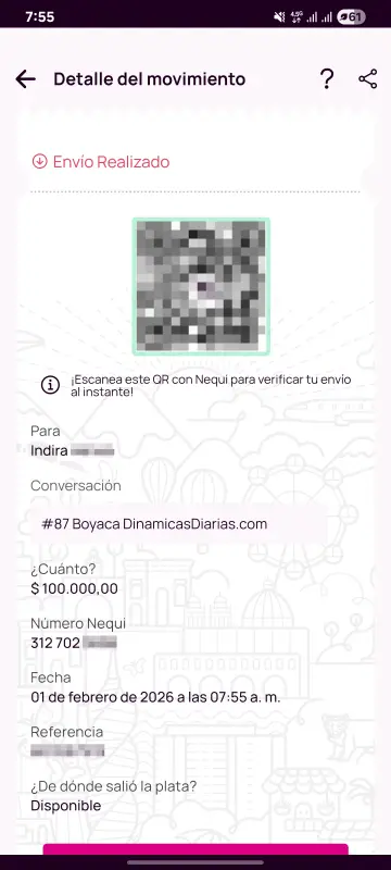 Comprobante de pago a un ganador