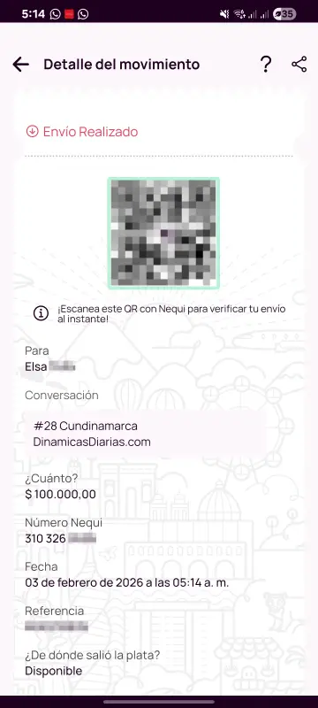 Comprobante de pago a un ganador