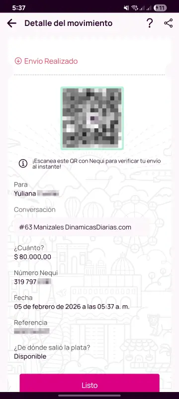 Comprobante de pago a un ganador