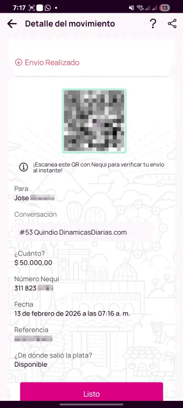 Comprobante de pago a un ganador