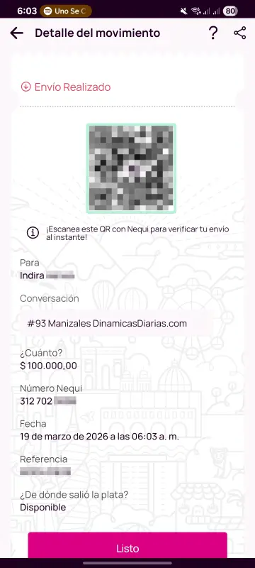 Comprobante de pago a un ganador