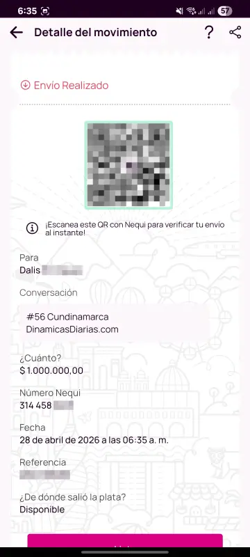 Comprobante de pago a un ganador