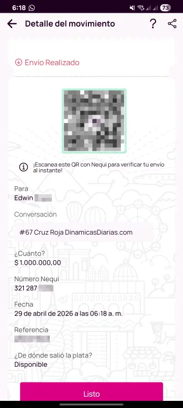Comprobante de pago a un ganador