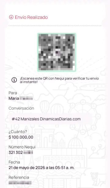 Comprobante de pago a un ganador