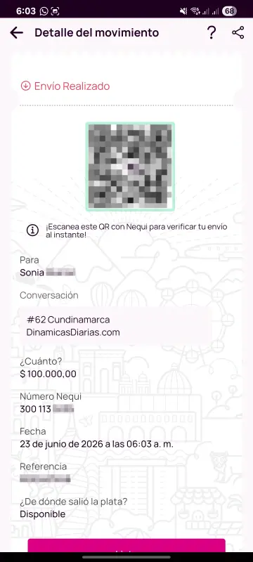 Comprobante de pago a un ganador