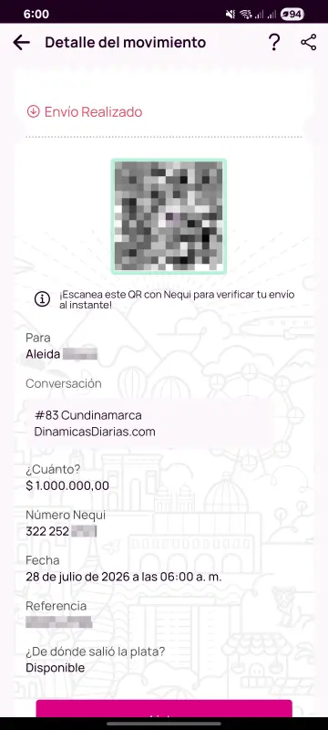 Comprobante de pago a un ganador