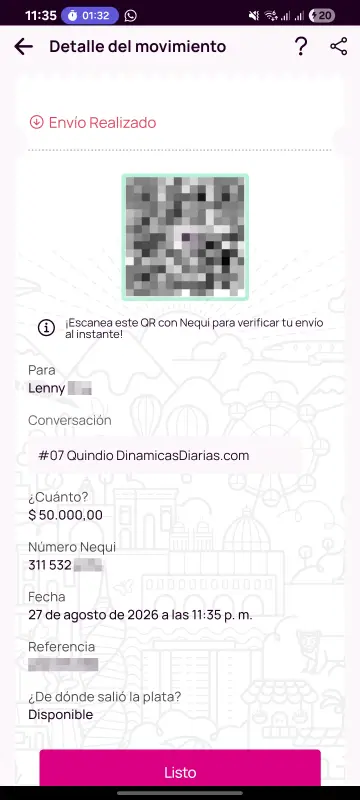Comprobante de pago a un ganador