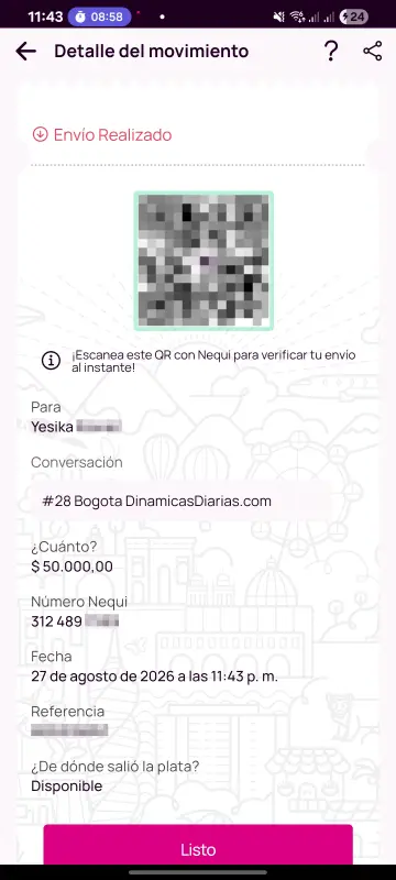 Comprobante de pago a un ganador